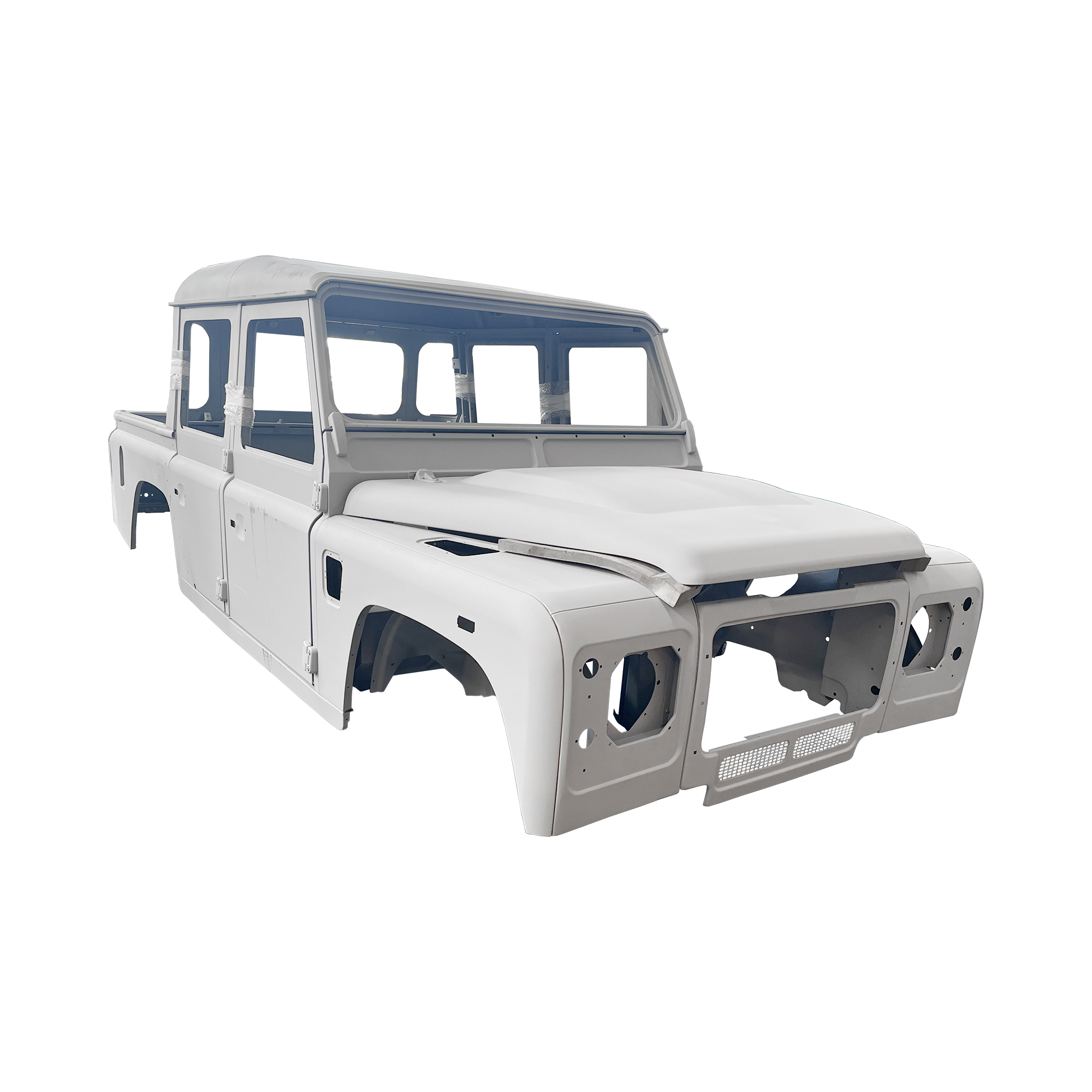 REPLACEMENT DOUBLE ROW PICKUP COMPLETE CAB WITH DOORS, WITH PRIMER, 1998, FOR LAND ROVER DEFENDER 110 TD4, (LHD), (ALUM+STEEL) REPLACEMENT DOUBLE ROW PICKUP COMPLETE CAB WITH DOORS, WITH PRIMER, 1998, FOR LAND ROVER DEFENDER 110 TD4, (LHD), (ALUM+STEEL)
