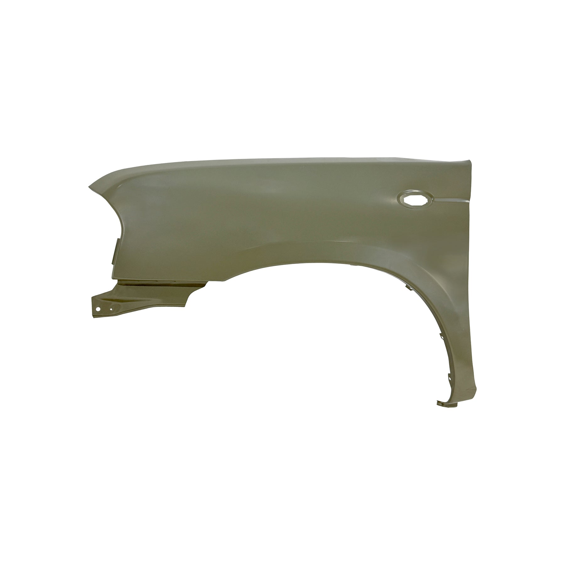 REPLACEMENT FRONT FENDER LH WITH SIDE LAMP HOLES WITHOUT WHEEL HOLES, FOR NISSAN D23, (STEEL)