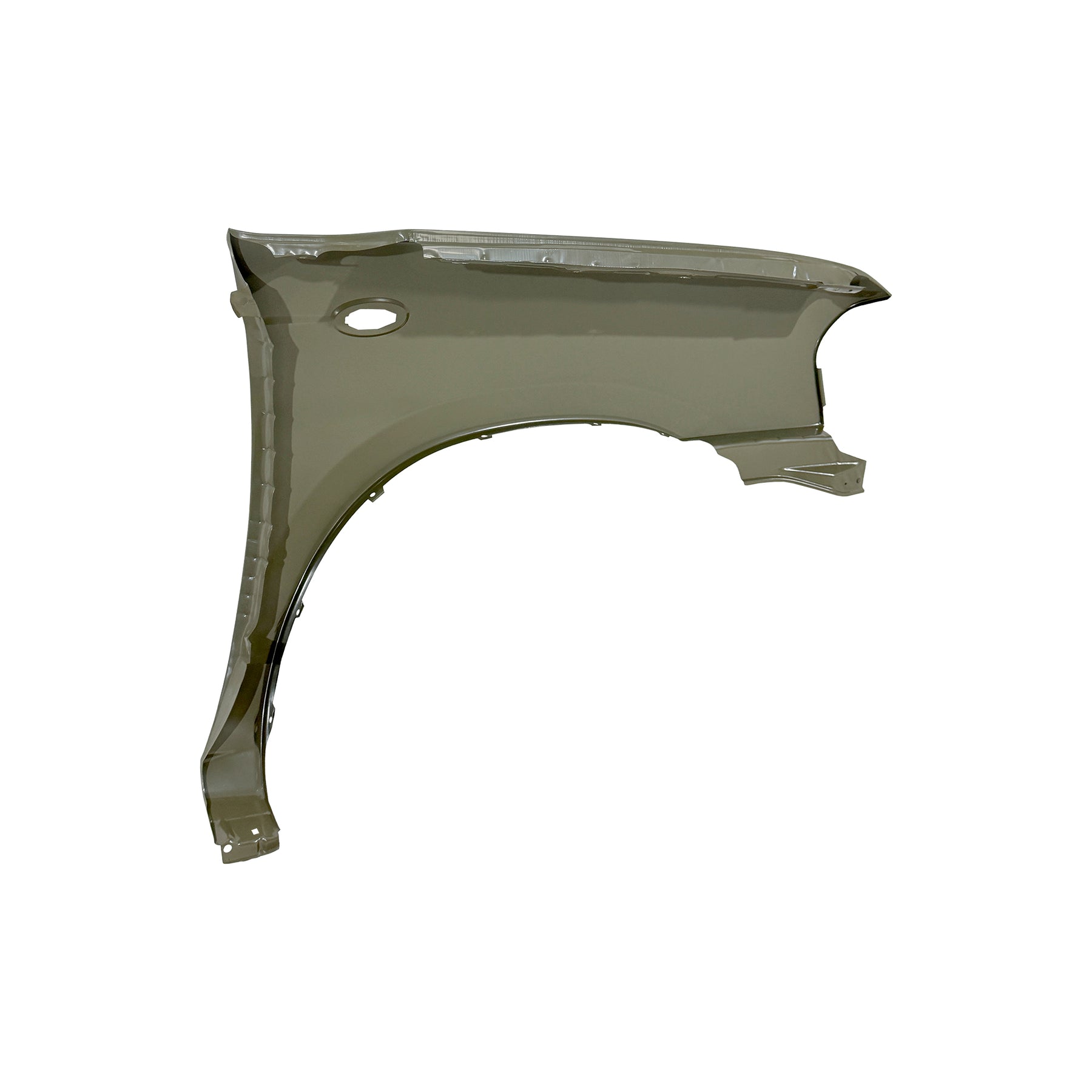 REPLACEMENT FRONT FENDER LH WITH SIDE LAMP HOLES WITHOUT WHEEL HOLES, FOR NISSAN D23, (STEEL)