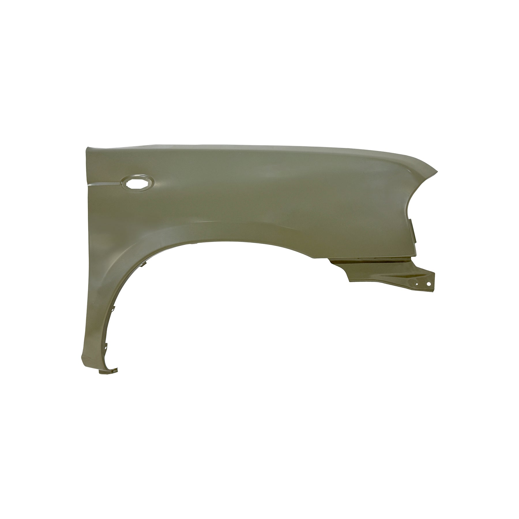 REPLACEMENT FRONT FENDER RH WITH SIDE LAMP HOLES WITHOUT WHEEL HOLES, FOR NISSAN D23, (STEEL)